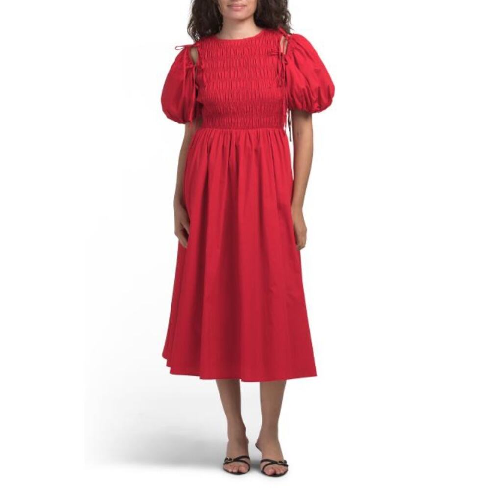 Aureum Detachable Sleeve Midi Dress Red Size M